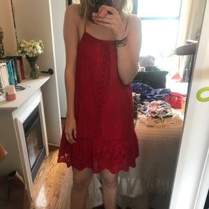 Red Lace detail Dress